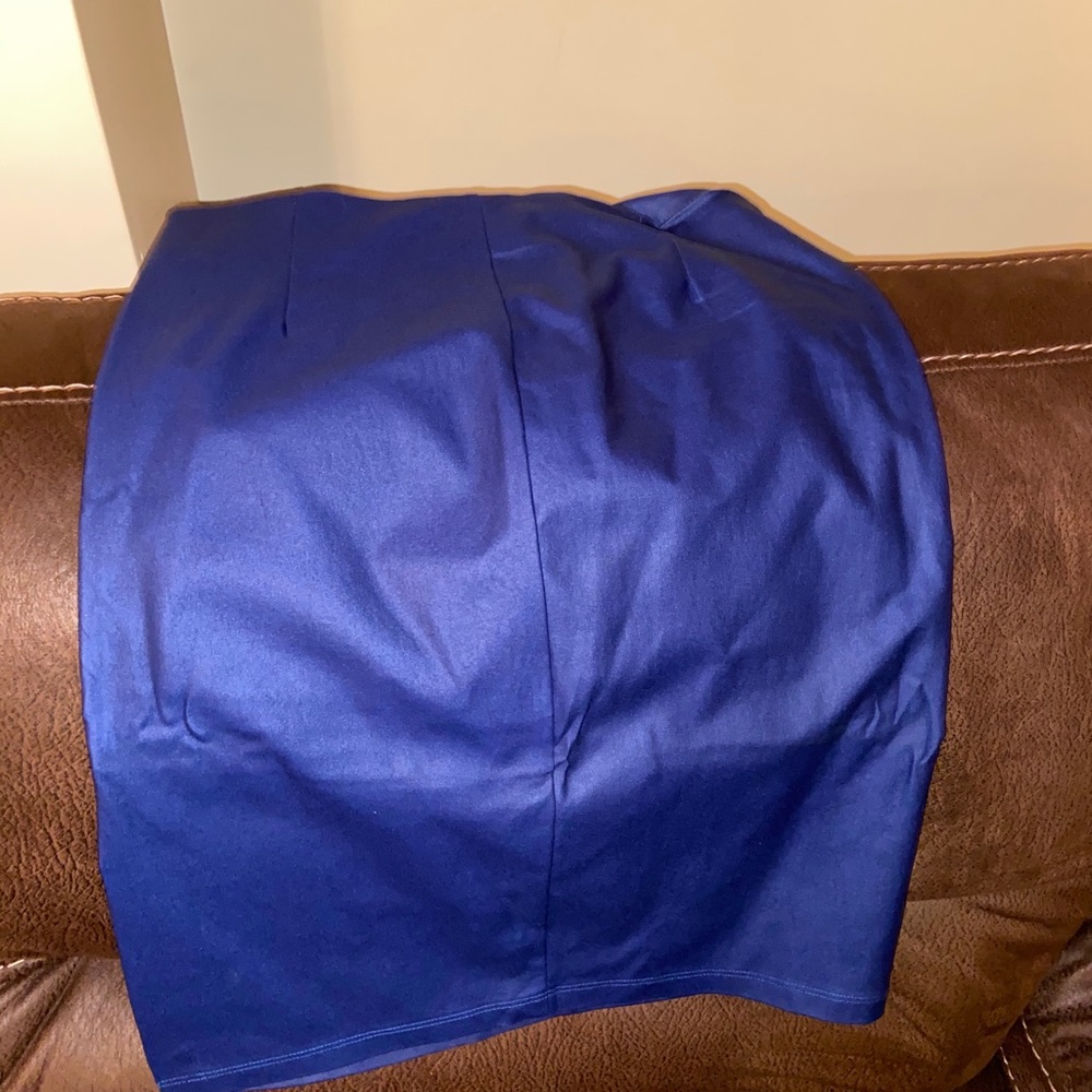 Faux Leather Royal Blue Skirt